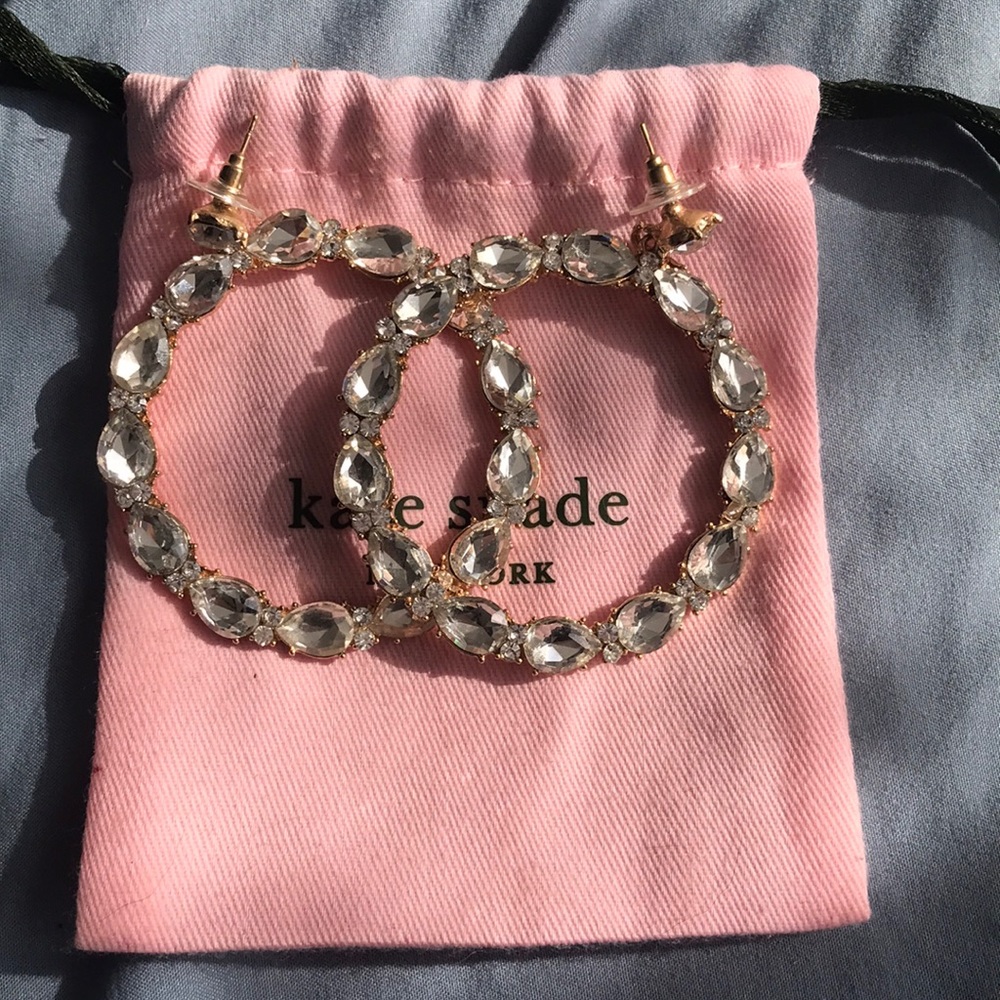 Large diamond studded hoop earrings